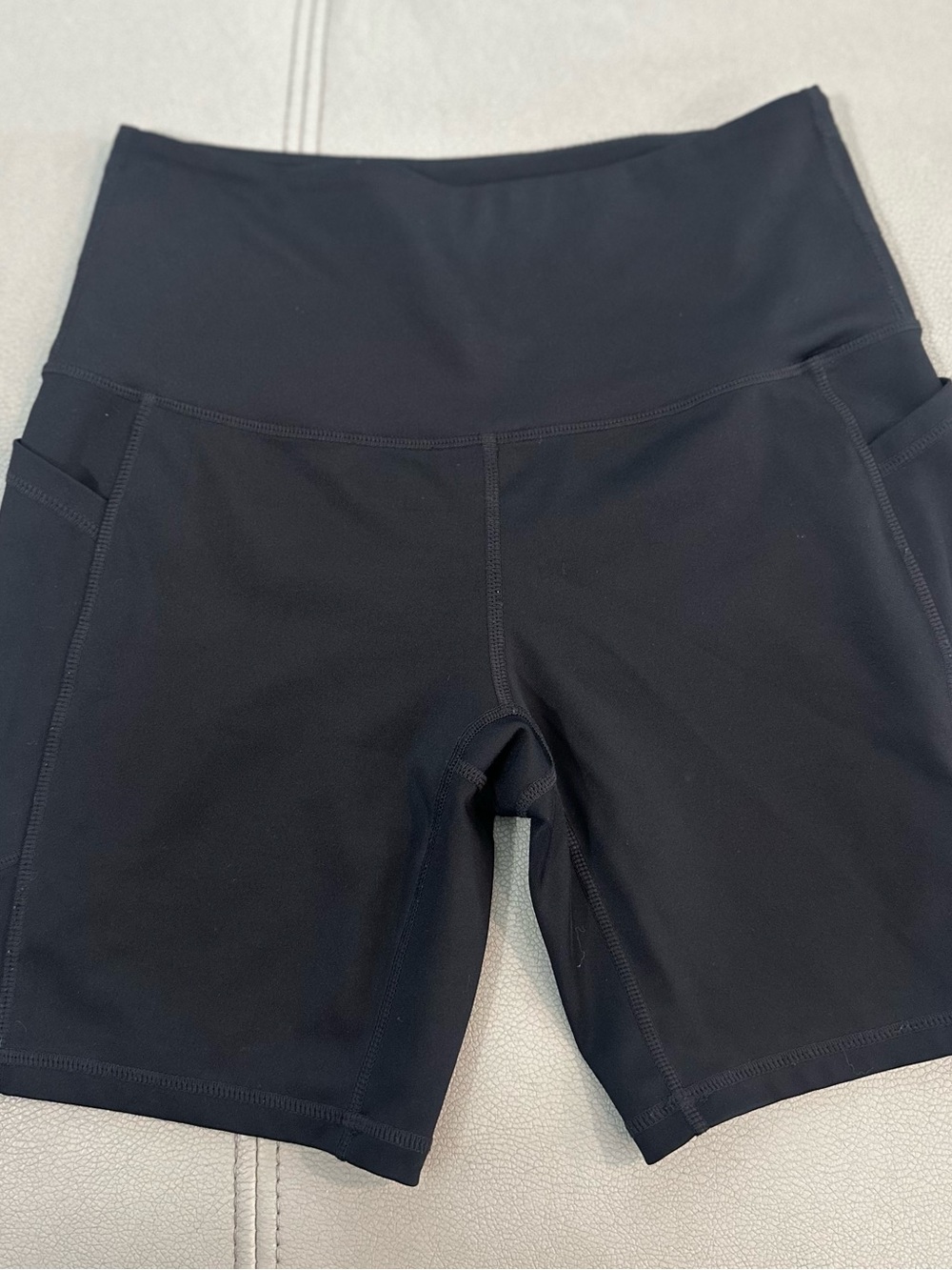 Women’s High-Waist Black Bike Shorts with Side Pockets
